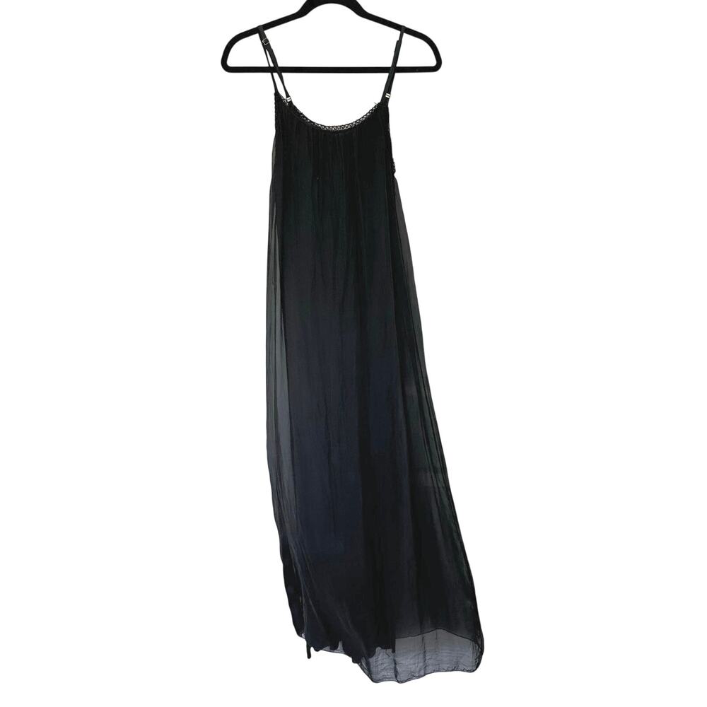 Sofia XS/S Black Silk Boho Chic Maxi Dress Made in Italy Lightweight Breezy Tank